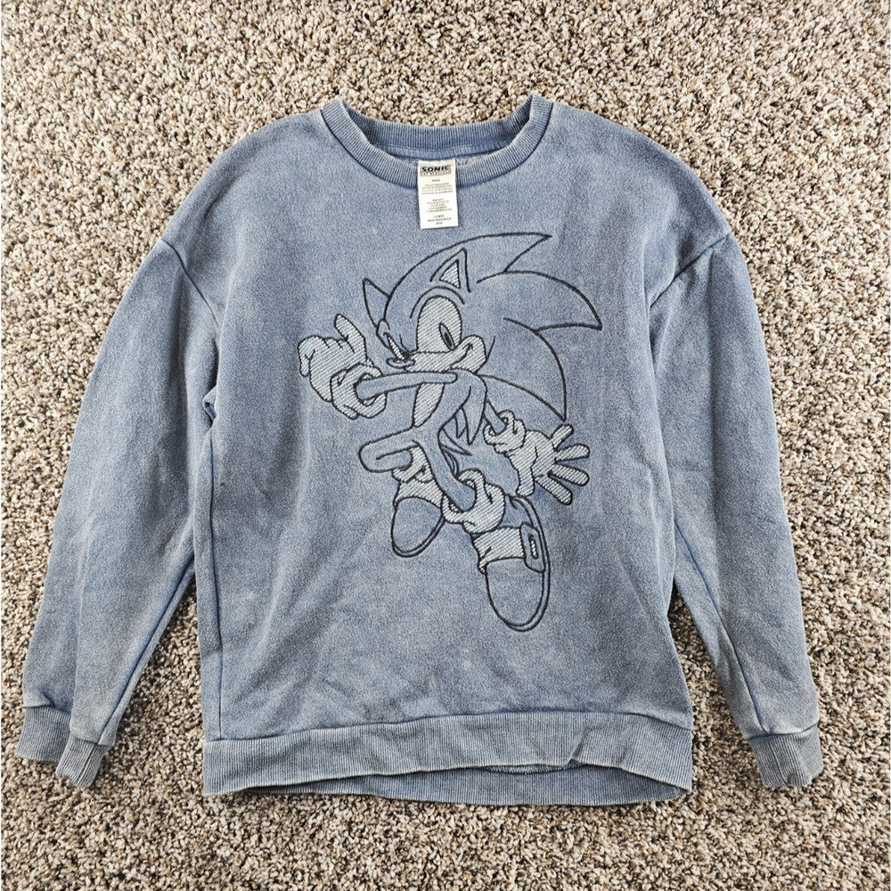 Sonic The Hedgehog Boys Sz L Crew Neck Sweatshirt Light Blue